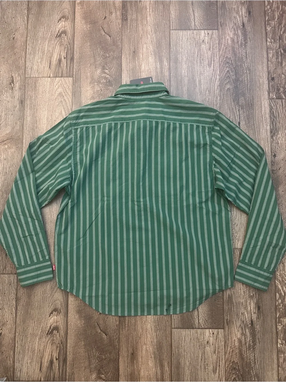 Levi's Relaxed Crop Casual Formal Button-Down Shirt Men’s Sz M Striped Green